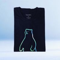 bank’s The Bear White Navy T-Shirt Cotton USA เสื้อยืดพิมพ์ลาย เสื้อยืดคอกลม เสื้อยืดคุณภาพดี