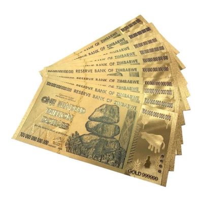 1/5/10 Pcs Plastic Gold Foil Commemorative Banknotes Antique 100 Trillion Zimbabwe Commemorative Banknotes Home Decoration