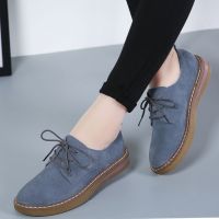 2023 New Cow Suede Leather Women Flats Oxford Shoes Spring Ladies Sneakers Loafers Casual Shoe Autumn Boat Shoes Womens Shoes