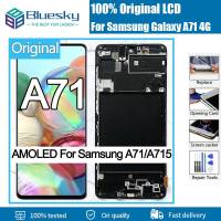 Bluesky 100% AMOLED ของแท้สำหรับ Samsung Galaxy A71หน้าจอสัมผัส LCD กระจกเซ็นเซอร์ประกอบสำหรับ Samsung แสดงผล A71 A715 A715F A715FD