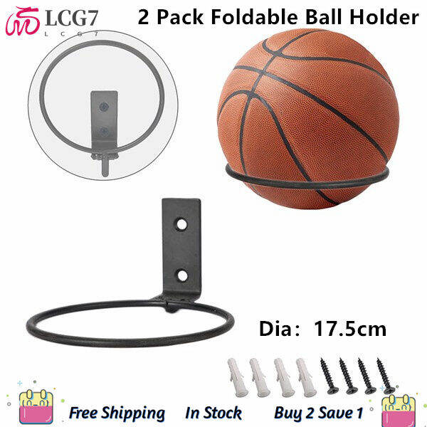 MYLCG7 2 Pack Foldable Ball Holder Wall Mounted,Sports Ball Display