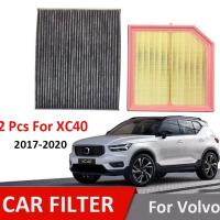 ตัวกรองอากาศที่กรองอากาศในรถ2Pcs สำหรับ Air Filter Cabin VOLVO XC40 1.5T T3 2.0T D4 T4 T5 2017 2018 2019 2020 2021 รุ่นตัวกรองรถชุด 31474521 31497285