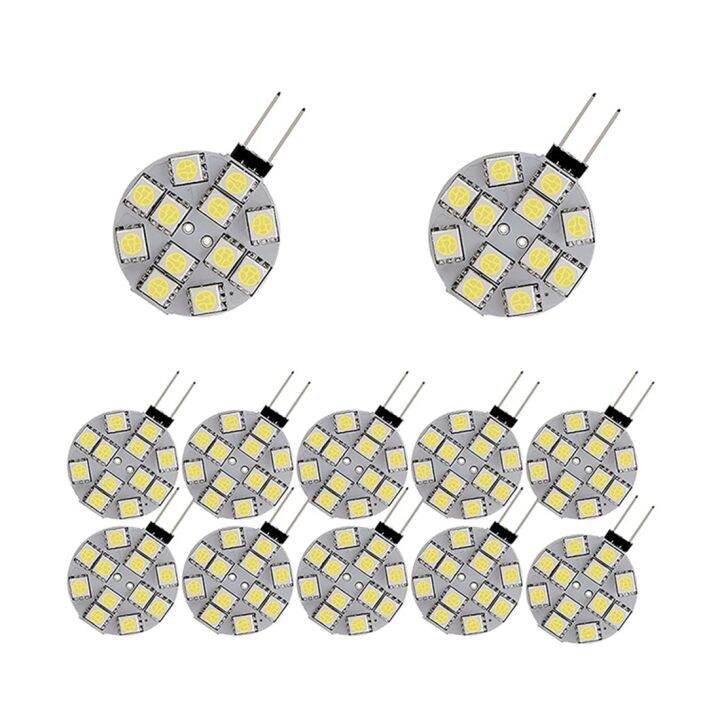 12pcs-g4-puck-ไฟ-led-หลอดไฟด้านข้างฐานรอบ-g4-5050-12smd-led-rv-camper-light-home-ไฟอ่านหนังสือ