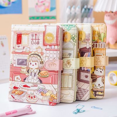 Happy Shop Girl Notebook 224 Page Color Illustration Soft Leather Cute Children 39;s Diary Student Planner Agenda Notepad