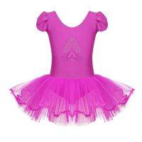 hot【DT】 2-10Yrs Ballet Gymnastics Leotard Shoe Print Mesh Tutu Class Performance Costume Dancewear