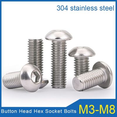 【CW】 10/50pcs M3 M4 M5 M6 M8 304 Stainless Steel Hexagon Hex Socket Button Head Screw Bolts Pan Round Mechanical