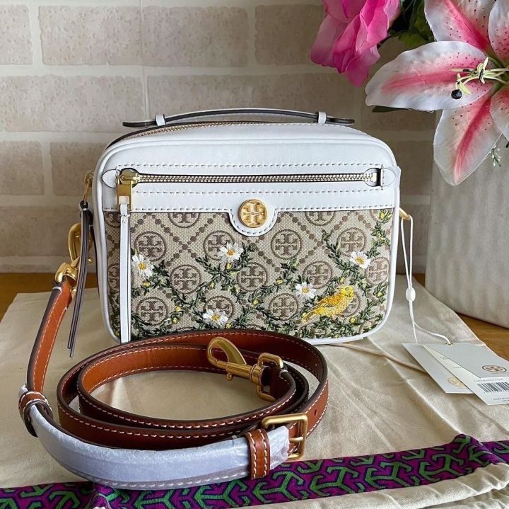 T Monogram Jacquard Camera Bag, Handbags