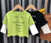 baby-Fเสื้อยืดแขนยาว พิมพ์ลายอักษร แนวเกาหลี เย็บแฟชั่นแขน2ชั่น แบบใหม่ #T23