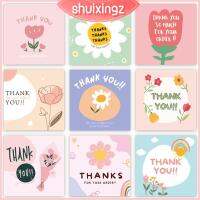 SHUIXINGZ 100PCS ดอกไม้การ์ตูน การ์ดขอบคุณค่ะ หลากสี 6ซม. 6ซม. โปสการ์ดอวยพร ของขวัญสำหรับเด็ก เครื่องประดับงานอีเวนท์ ป้ายแสดงความกตัญญู สากลสากลสากล