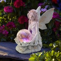 Luminous Solar Led Light Outdoor Garden Lawn Resin Fairy Girl Angel Figure Sculpture Crafts Waterproof Landscape Solar Lamps