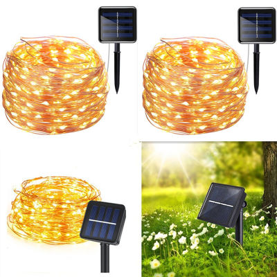 led Floor Outlet Solar Copper Wire Lamp 100LED Lighting Chain Outdoor Waterproof Courtyard Decorative Lights Christmas Lights Wholesale