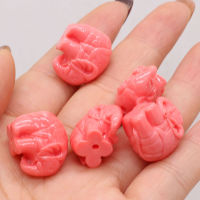 Wholesale40PCS Natural Coral Pink Elephant Buddha Head Bud Beads For Jewelry MakingDIYNecklace Accessories Charm Gift Decor Free