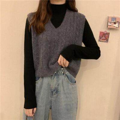 Counters quality woolen sweater vests 】 the spring and autum【专柜品质羊毛衫】马甲女春秋V领宽松坎肩女士毛衣针织背心套头