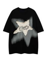 QWEEK Y2K Vintage Black Star T-Shirt Women Streetwear 90S Grunge White Tees Oversized Harajuku Retro Hip Hop Crewneck T Shirt