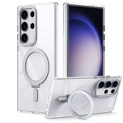 Translucent Case for Samsung Galaxy S23 Ultra for Magsafe Wireless Charging Magnetic Stand Shockproof Matte Clear Cover