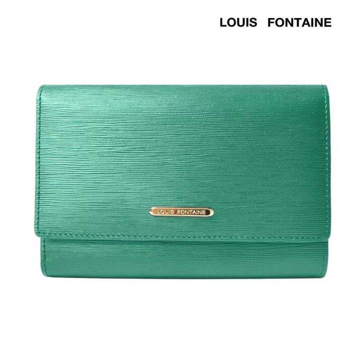 louis-fontaine-กระเป๋าสตางค์-3-พับกลาง-รุ่น-gems-สีเขียว-lfw0014