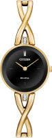 Citizen Eco-Drive Axiom Womens Watch, Stainless Steel, Crystal Gold Bracelet, Black Dial