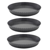 3PCS Non-Stick Removable Loose Bottom Quiche Tart Pan Round Pie Pizza Pan with Removable Base