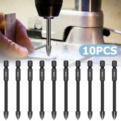 10Pcs Tile Porcelain Drill Bit 6mm Alloy Drill Bits Glass Marble Drill Electric Screwdriver Bits Metal Hole Saw Drilling Tool