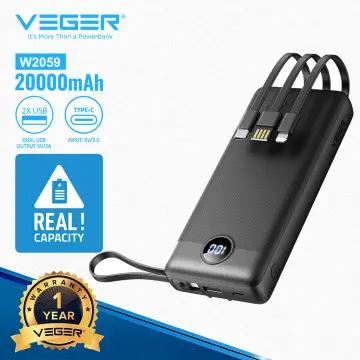 Veger PlugOn Lightning - 5000mAh Power Bank with built-in US