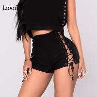 Sexy Bandage Jeans Shorts Women Rave Clothes 2022 Summer Streetwear Hollow Out High Waist Jean Short Black Bodycon Denim Shorts