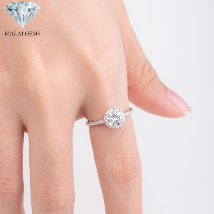 malai-gems-แหวนเพชร-แหวน-halo-เงินแท้-925-เคลือบทองคำขาว-ประดับเพชรสวิส-cz-รุ่น-151-rn056-แถมกล่อง-แหวนเงินแท้-แหวนเงิน-แหวน