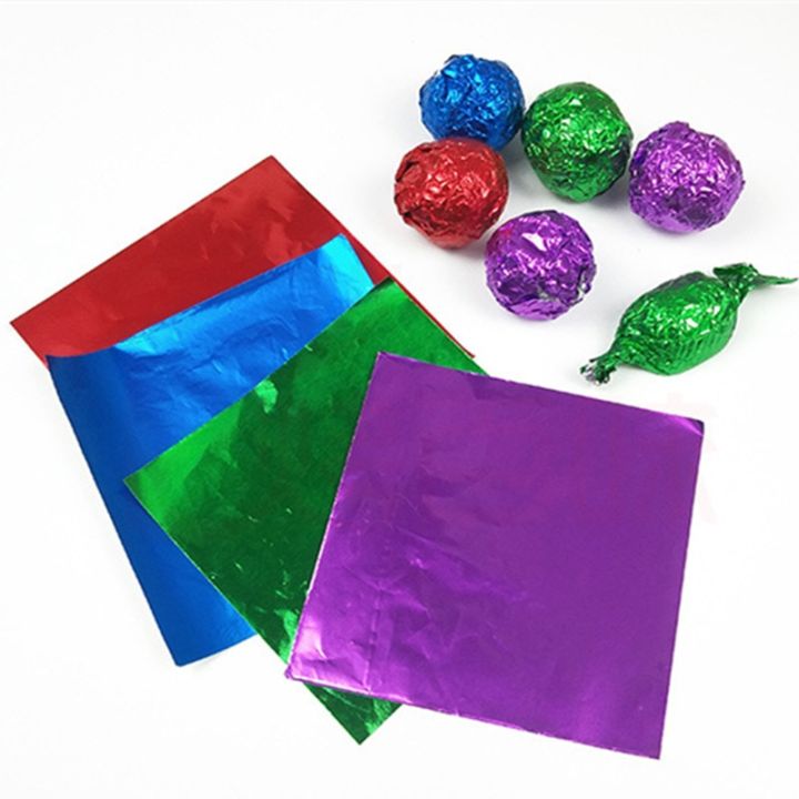 ฟอยล์ช็อกโกแลตหวานห่อลูกอมสี่เหลี่ยม100ชิ้น-ชุดห่อกระดาษของหวานเทศกาลปาร์ตี้คริสต์มาสตกแต่ง