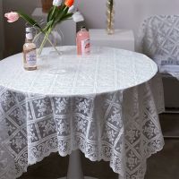 Retro Lace Table Cloth Bedside Table Cover Embroidered Tablecloth TV Cabinet Table Covers Wedding White Coffee Table Decor