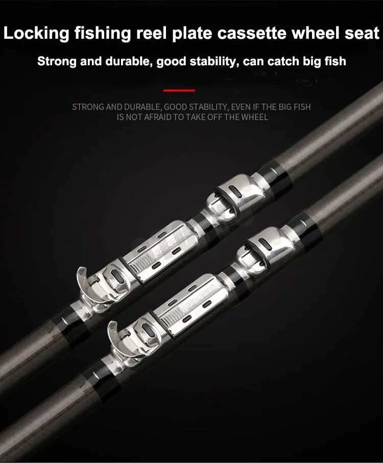 Portable Fishing Rod 2.1-4.5M Movable wheel seat Rod Carbon Fiber