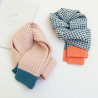 ♧  Korean Version Small Lattice Contrast Kids Woolen Scarf  Autumn Winter New Baby Girls Baby Boys Warm Scarf