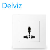 DELVIZ [EU socket, US socket, UK socket] 16A wall socket, 86mm*86mm panel socket, power node, suitable for all kinds of plugs worldwide.FD07224630