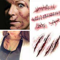 【YF】ﺴ✹  10Pcs Makeup Stickers Terror Stitched Injuries Wounds Non-toxic Temporary Sticker