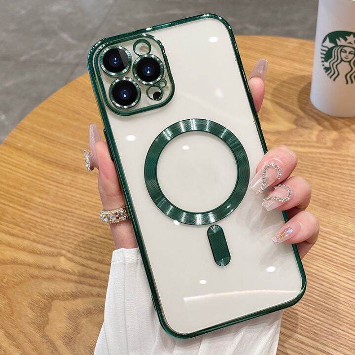 hot-sale-เคสซิลิโคนใส-แบบนิ่ม-กันกระแทก-พร้อมเลนส์แม่เหล็ก-หรูหรา-สําหรับ-iphone-14-13-12-11-pro-max