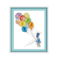 【CC】 The little girl with a balloon 2 cross stitch kit 14ct 11ct count print embroidery handmade needlework