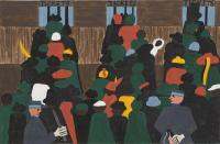 ฟิล์มพิมพ์ลาย Jacob Lawrence ของตกแต่งผนังบ้านโปสเตอร์ผ้าไหม24X36นิ้ว0726