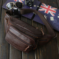 Mens Large Genuine Leather Retro Business Waist Bag Fanny Pack Purse Pack Travel Shoulder Waist Belt Phone Pouch Bags For Male