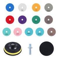 【lz】♕✉  Diamante Polimento Pad Kit Backer Lustro Roda Pedra de Mármore Wet Seco Bancada Broca Grinder 4   50-8000 discos de grão 16Pcs