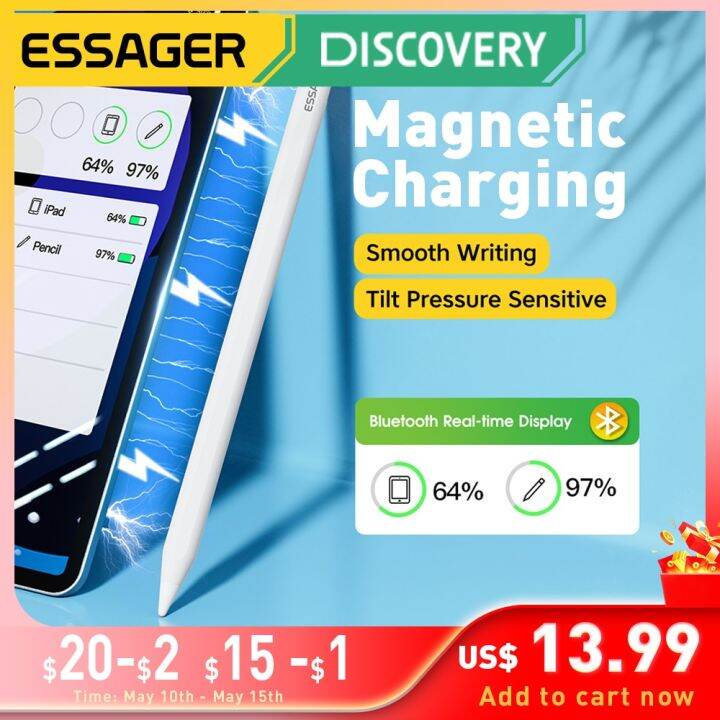 ปากกาสไตลัส-essager-เหมาะสำหรับดินสอ-apple-2-1สำหรับดินสอปากกาชาร์จได้ไร้สายแม่เหล็กบลูทูธที่อุปกรณ์เสริมขนาดเล็ก-ipad-airpro