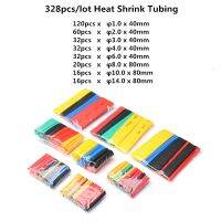 【cw】 328Pcs/LOT 8 Sizes 5 Color Polyolefin 2:1 Halogen Shrink Tubing Tube Assortment Sleeving Wrap Tubes