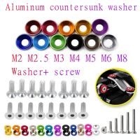 5-10 buah M2 M2.5 M3 M4 M5 M6 m8 aluminium berwarna berwarna mesin cuci Countersunk dengan sekrup