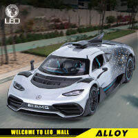 LEO 1:24 Benz หนึ่งโมเดลรถยนต์ลูกเต๋าของเล่นโลหะซุปเปอร์คาร์สำหรับเด็กผู้ชายจำลองเอฟเฟกต์แสงเสียงของขวัญของสะสมงานอดิเรก