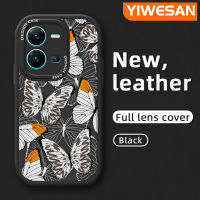 YIWESAN เคสสำหรับ Vivo V25 5G V25E X80 Lite 5G รูปผีเสื้อดีไซน์ใหม่เคสใส่โทรศัพท์หนังนิ่มเคสมือถือกันกระแทกป้องกันการตกพร้อมเคสป้องกันกล้องเลนส์คลุมทั้งหมด