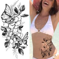 Waterproof Temporary Tattoo Sticker Butterfly Rose Flower Fake Tatoo Arm Back Belly Chest Leg Flash Tatto Art for Women Men