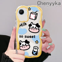 เคส Chenyyka สำหรับ Realme C30 C30s C31 C33ฝาครอบป้องกัน Narzo 50i Prime Narzo 50A Prime Case ลายการ์ตูนหวานนมวัวเนื้อครีมลายคลื่นขอบนุ่มเคสมือถือกันกระแทกแบบใสโปร่งใสลายกล้องถ่ายรูปที่สร้างสรรค์เคสซิลิกาเจล