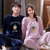 Autumn Winter Couple Pajamas Warm Flannel Man Pajamas Sets Sleepwear Family Pijama Lover Night Men &amp; Women Casual Women Pyjamas