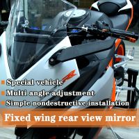 2pc Moto Side Rearview Mirror Wind Rotatable Wing Fin Easy Adjust Steering Accessories For Ducati 959 1299 Panigale R/S 2015-202