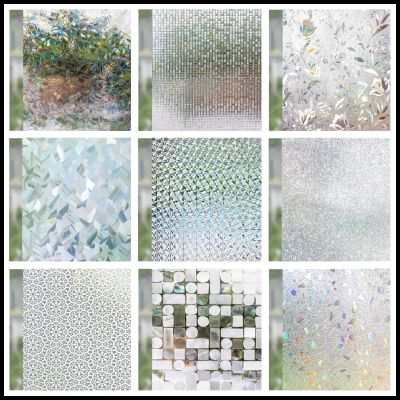 【LZ】 Privacy Window Film No Glue 3D Glass Sticker for Home Office Static Anti-UV Window Paper Decorative Window Covering for Bathroom