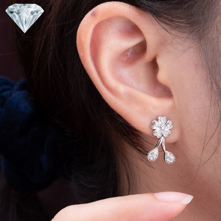 malai-gems-ต่างหูเพชร-เงินแท้-silver-925-เพชรสวิส-cz-เคลือบทองคำขาว-รุ่น-51000238-แถมกล่อง-ต่างหูcz-ต่างหูเงินแท้