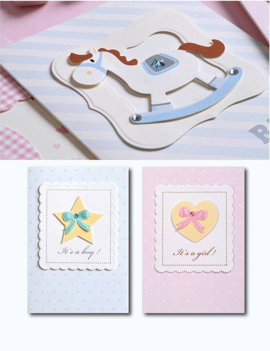 12pcs-new-baby-cards-3d-paper-baby-boy-girl-handmade-cards-cute-baby-mini-cards-gift