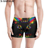 Rainbow Ink Pattern 3D Printed Men S External Underwear Shorts Seamless Pants High Elastic Swimwear Beach กางเกงว่ายน้ำ